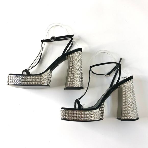 Gucci Rare Naimah Nero Crystal Embellished Platform Strappy Sandals 39 - Picture 6 of 12